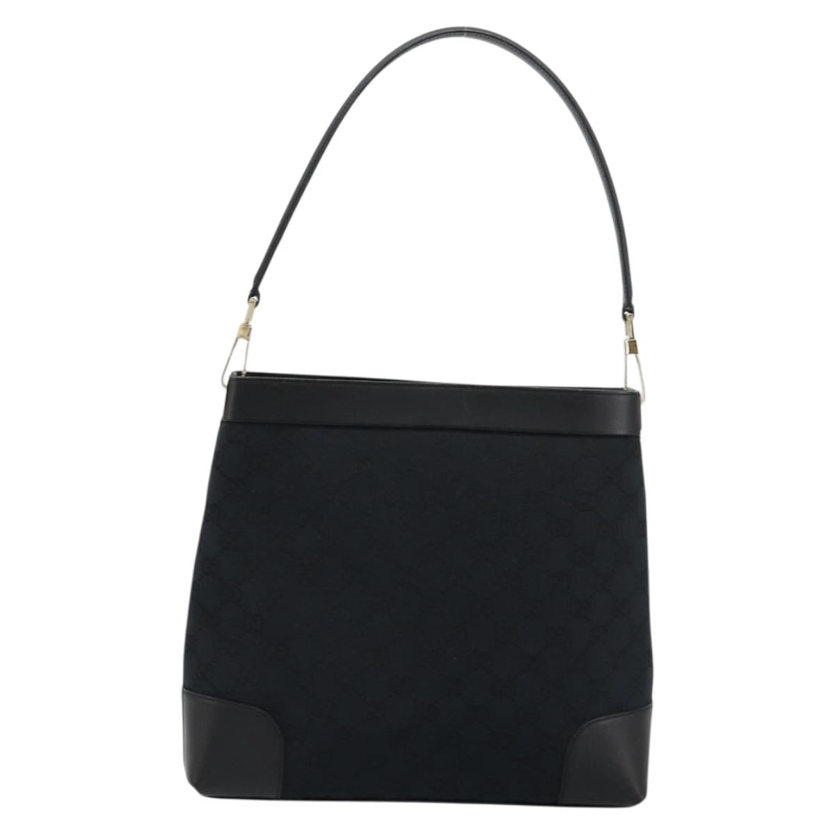 GUCCI GG Canvas Shoulder Bag Black Gold 001 4231 Auth ep14295A