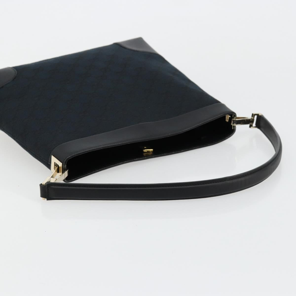 GUCCI GG Canvas Shoulder Bag Black Gold 001 4231 Auth ep14295A
