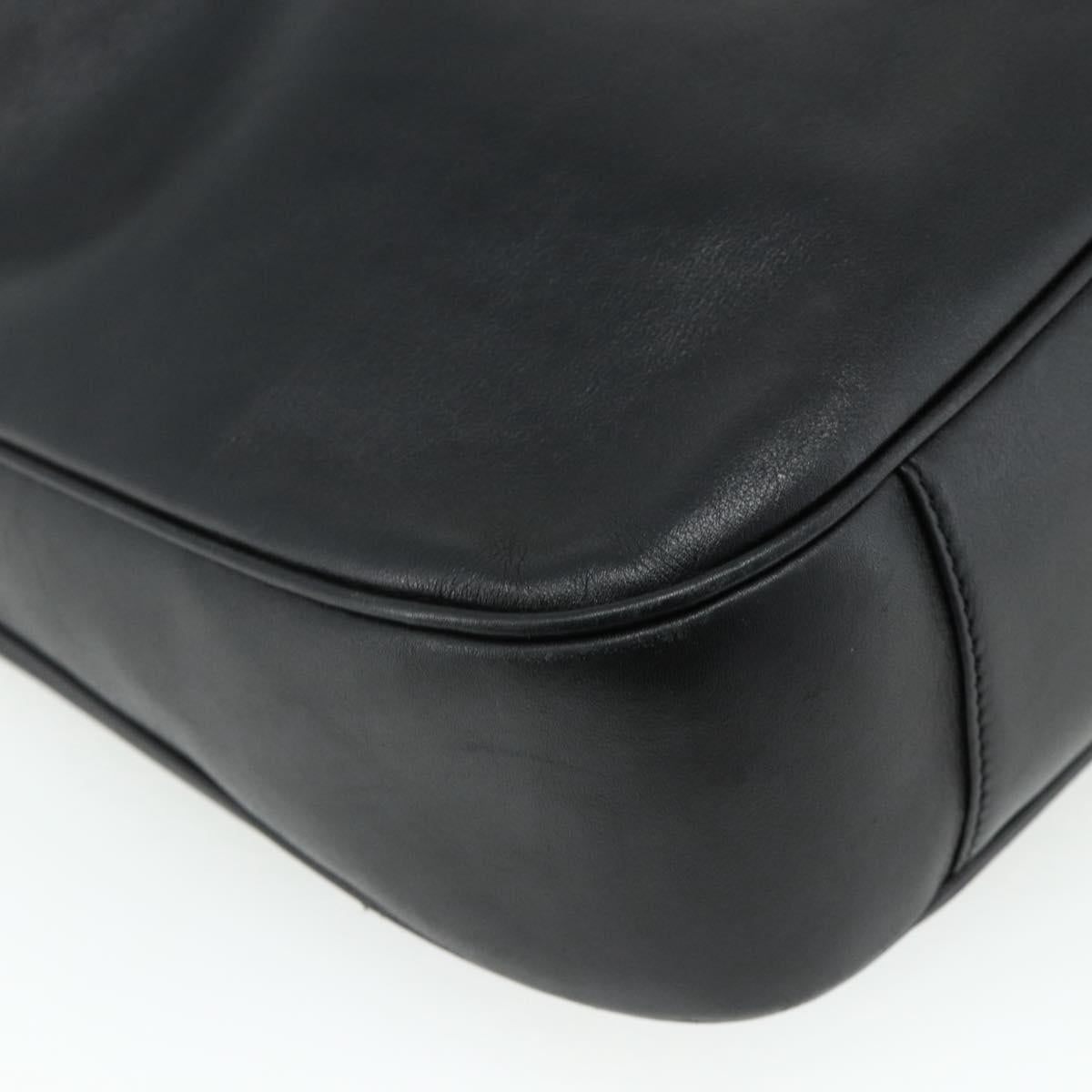 GUCCI Bamboo Hand Bag Leather 2way Black Gold 001 3754 1577 Auth ep14302