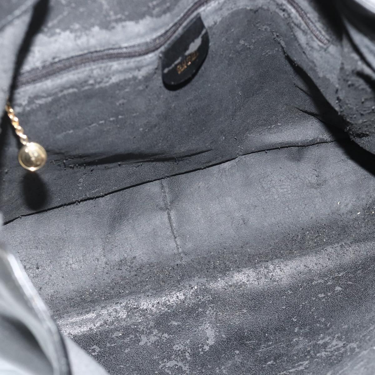 GUCCI Bamboo Hand Bag Leather 2way Black Gold 001 3754 1577 Auth ep14302