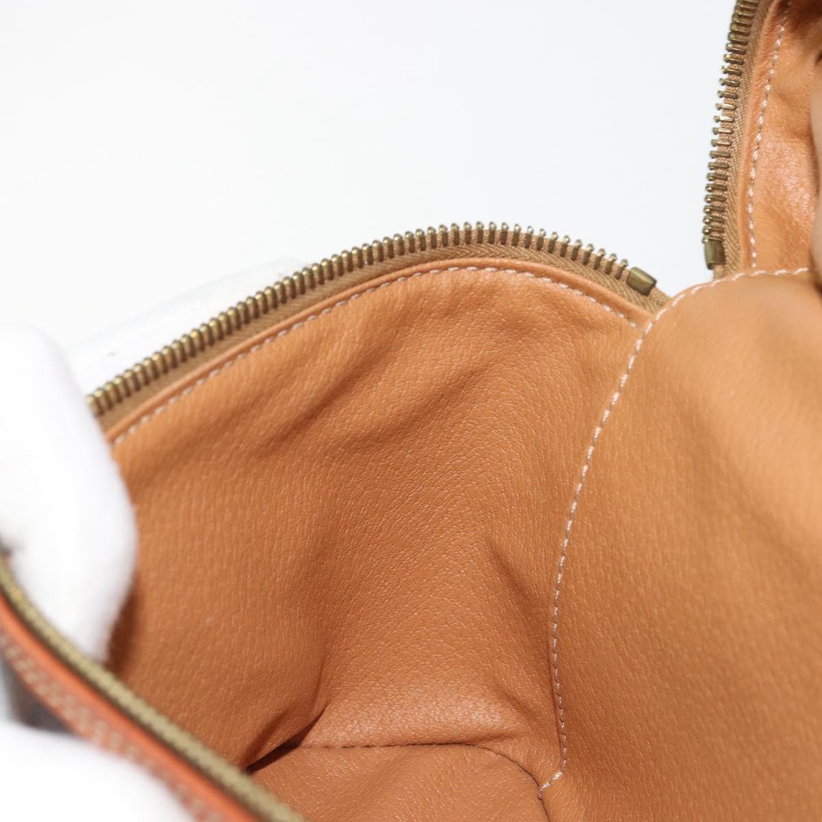 CELINE Macadam Canvas Vanity Hand Bag PVC Leather Brown Gold Auth ep14305
