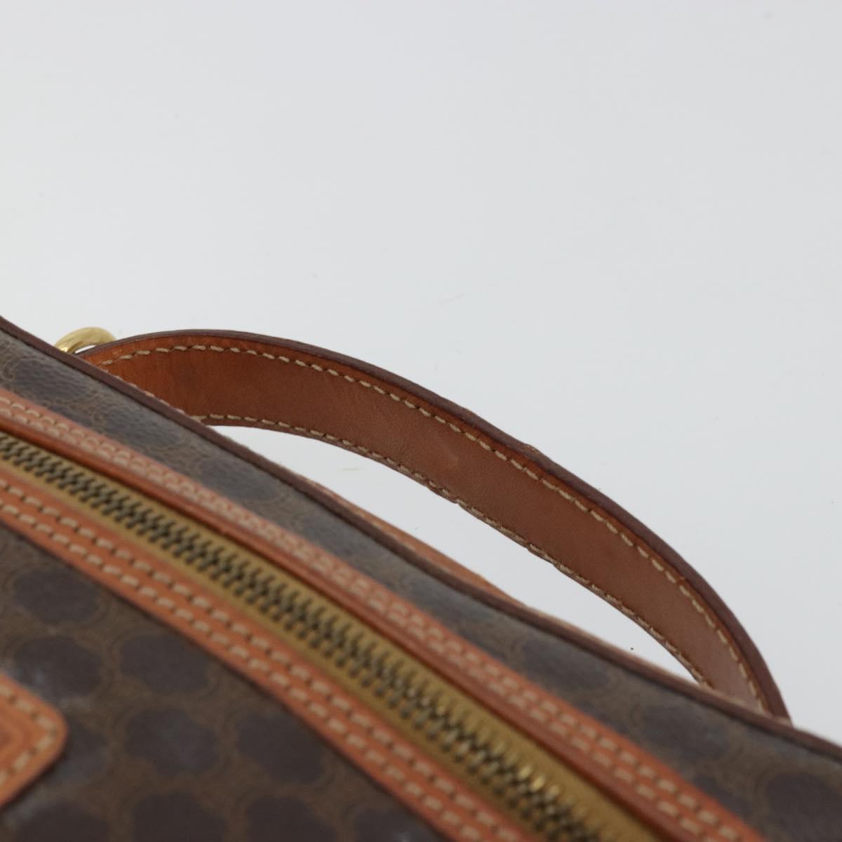 CELINE Macadam Canvas Vanity Hand Bag PVC Leather Brown Gold Auth ep14305