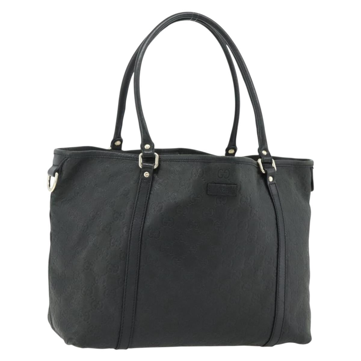 GUCCI GG Canvas Guccissima Tote Bag Leather Black Gold 197953 Auth ep14309