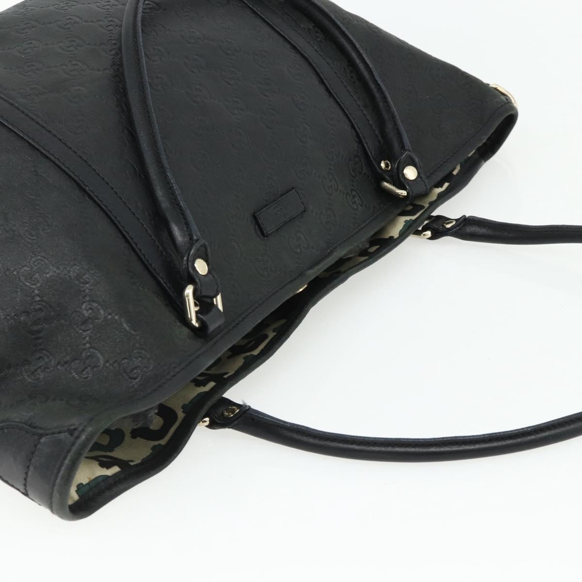 GUCCI GG Canvas Guccissima Tote Bag Leather Black Gold 197953 Auth ep14309