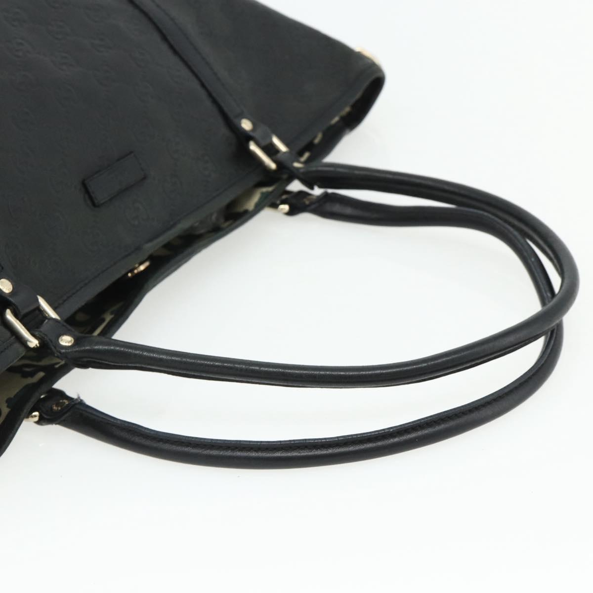 GUCCI GG Canvas Guccissima Tote Bag Leather Black Gold 197953 Auth ep14309