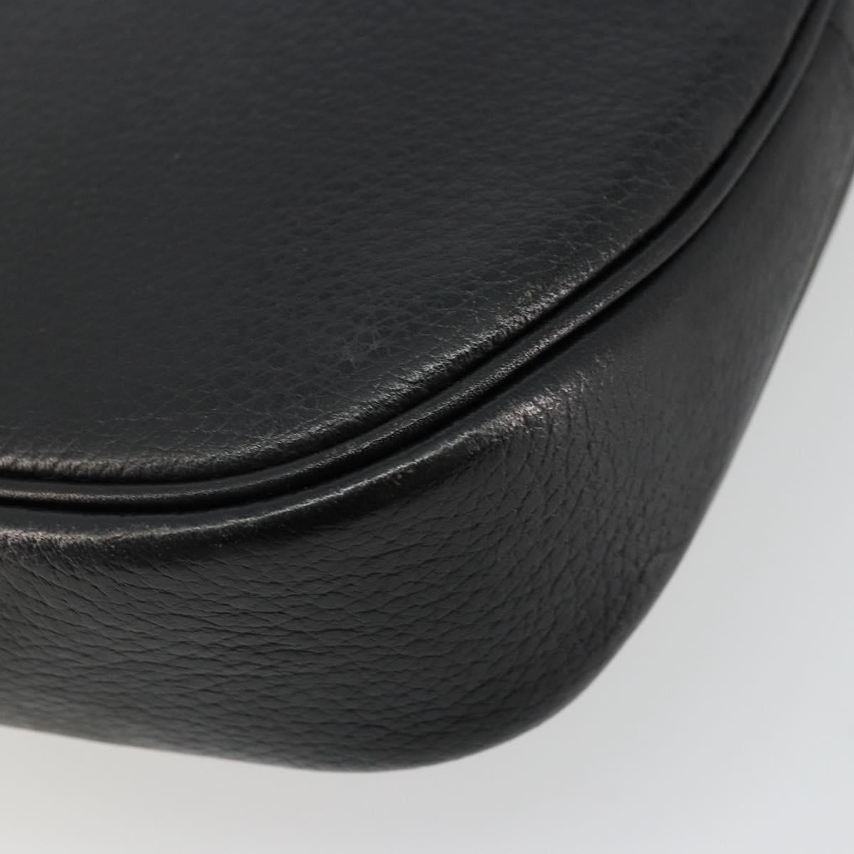 Burberrys Shoulder Bag Leather Black Gold Auth ep14310