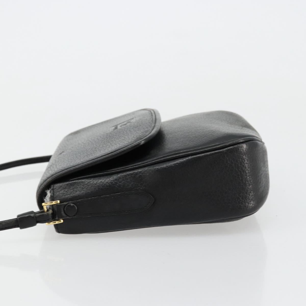 Burberrys Shoulder Bag Leather Black Gold Auth ep14310