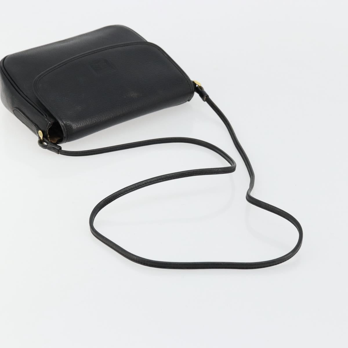 Burberrys Shoulder Bag Leather Black Gold Auth ep14310