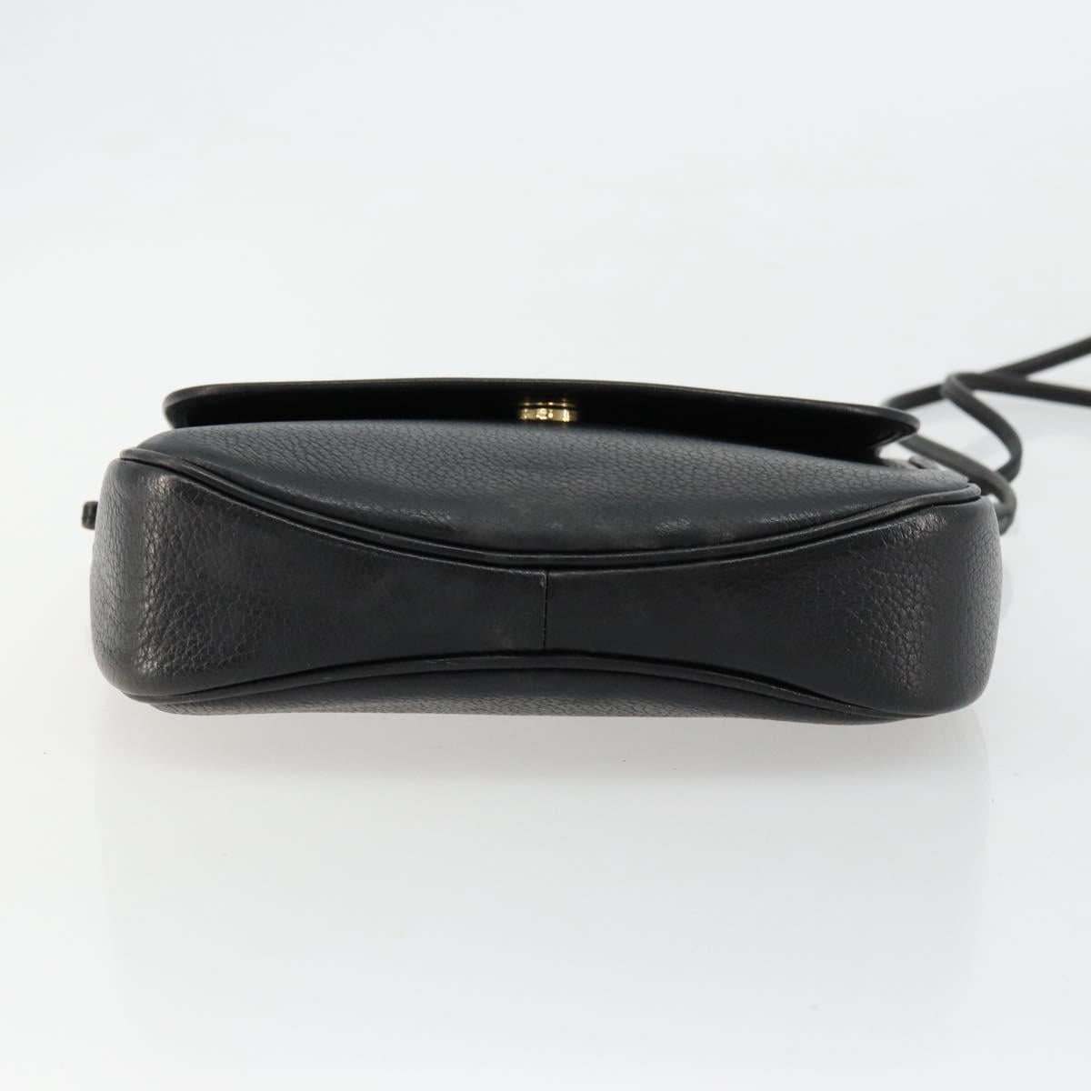 Burberrys Shoulder Bag Leather Black Gold Auth ep14310