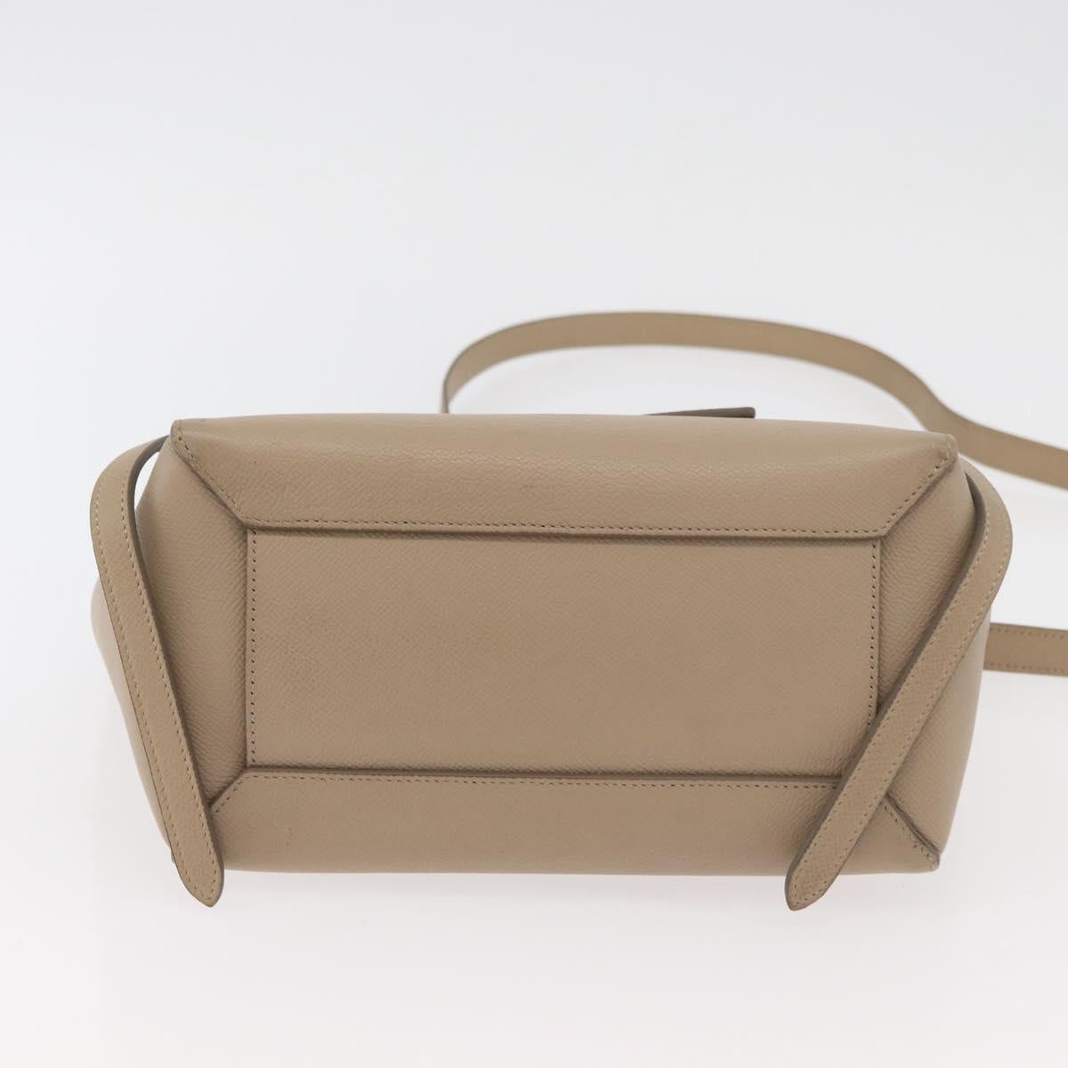 CELINE Belt Bag Hand Bag Leather 2way Beige Gold Auth ep14314