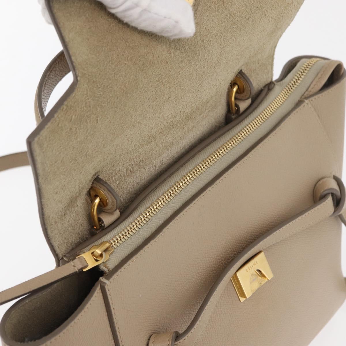 CELINE Belt Bag Hand Bag Leather 2way Beige Gold Auth ep14314