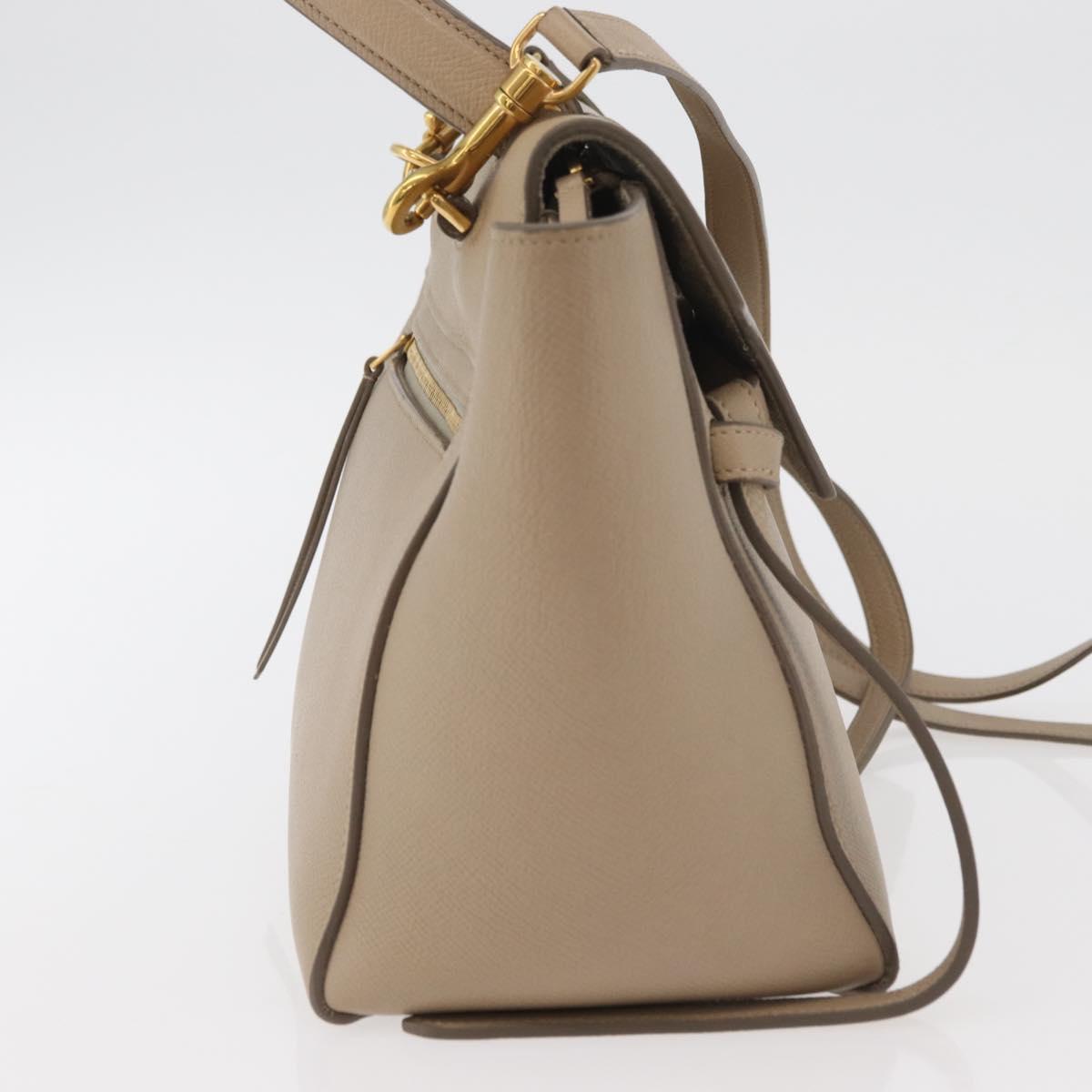CELINE Belt Bag Hand Bag Leather 2way Beige Gold Auth ep14314