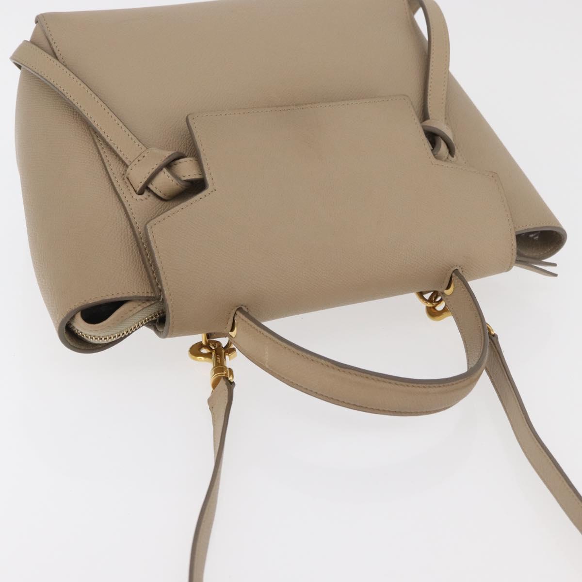 CELINE Belt Bag Hand Bag Leather 2way Beige Gold Auth ep14314
