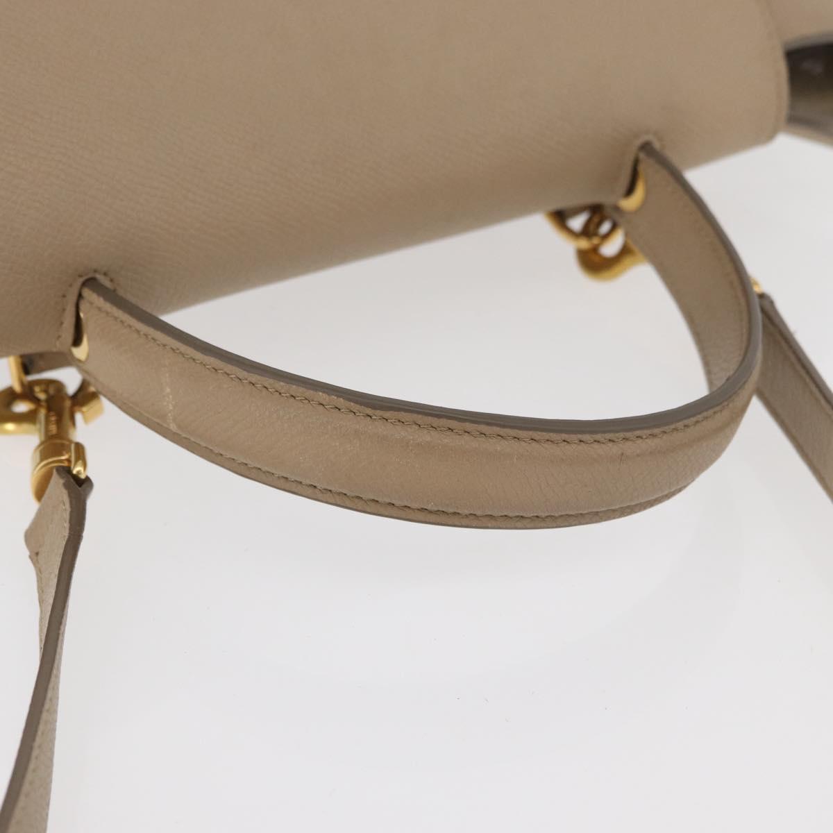 CELINE Belt Bag Hand Bag Leather 2way Beige Gold Auth ep14314