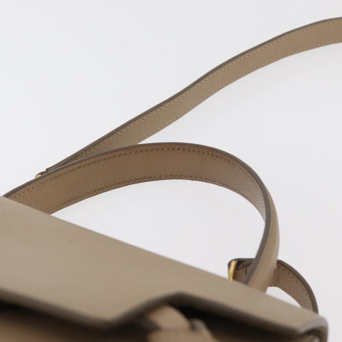CELINE Belt Bag Hand Bag Leather 2way Beige Gold Auth ep14314