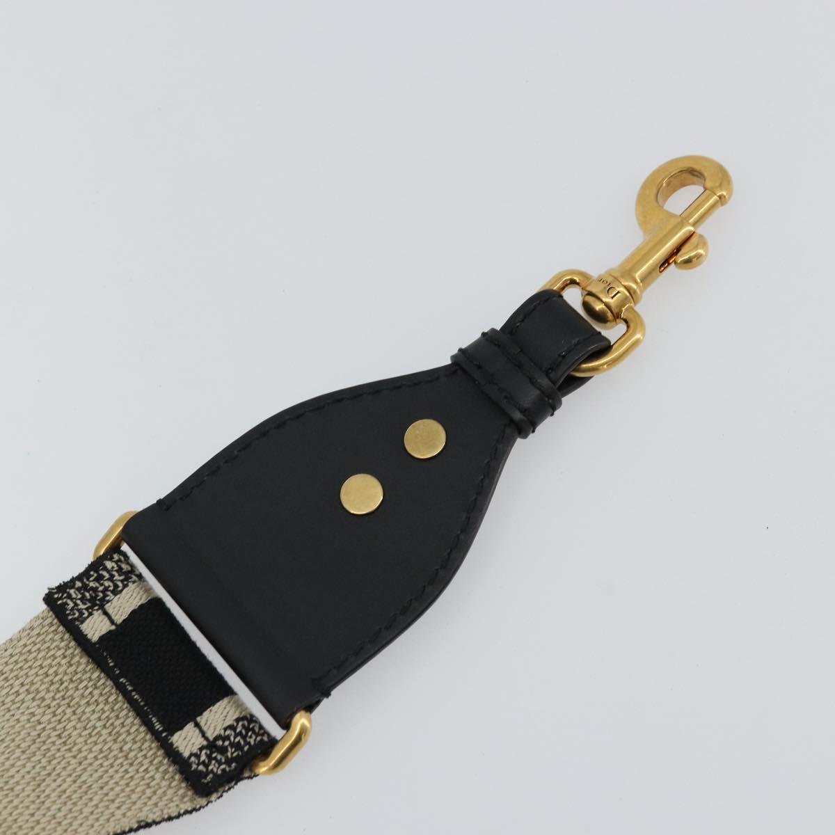Christian Dior Shoulder Strap Canvas 35.4"" Black Gold Auth ep14316