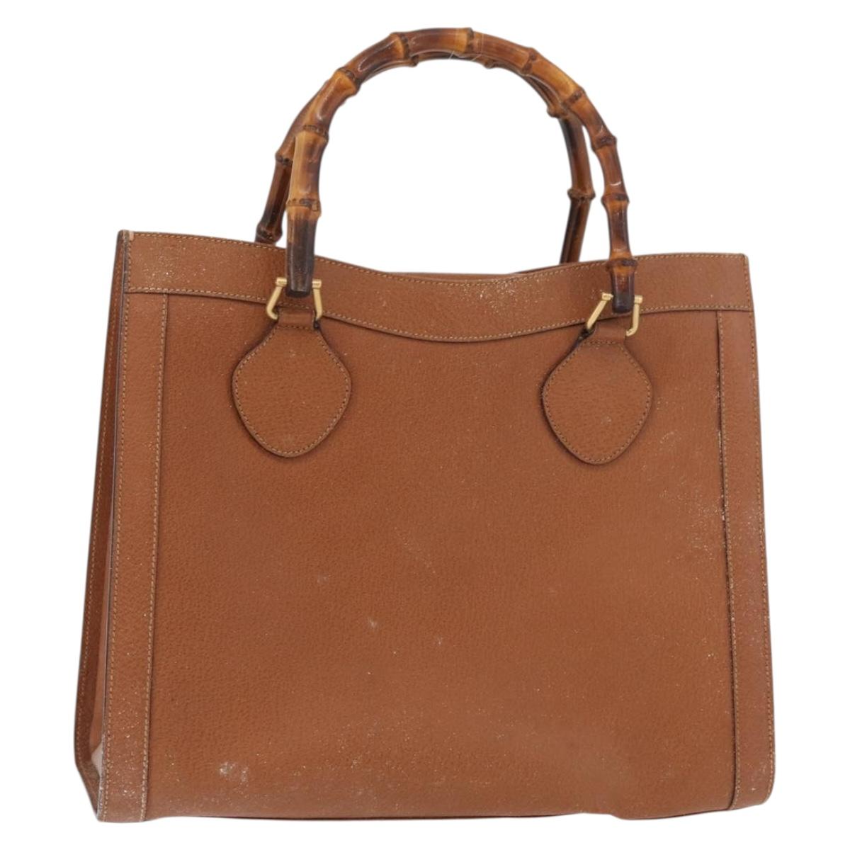 GUCCI Bamboo Hand Bag Leather Brown Gold 002 0260 Auth ep14319