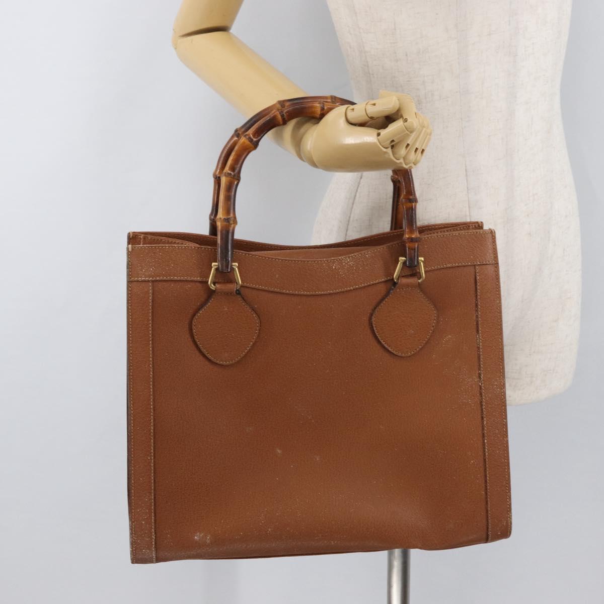 GUCCI Bamboo Hand Bag Leather Brown Gold 002 0260 Auth ep14319