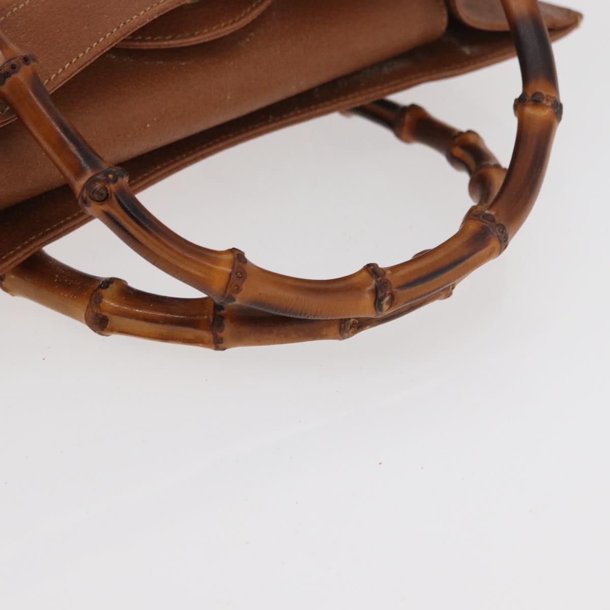 GUCCI Bamboo Hand Bag Leather Brown Gold 002 0260 Auth ep14319