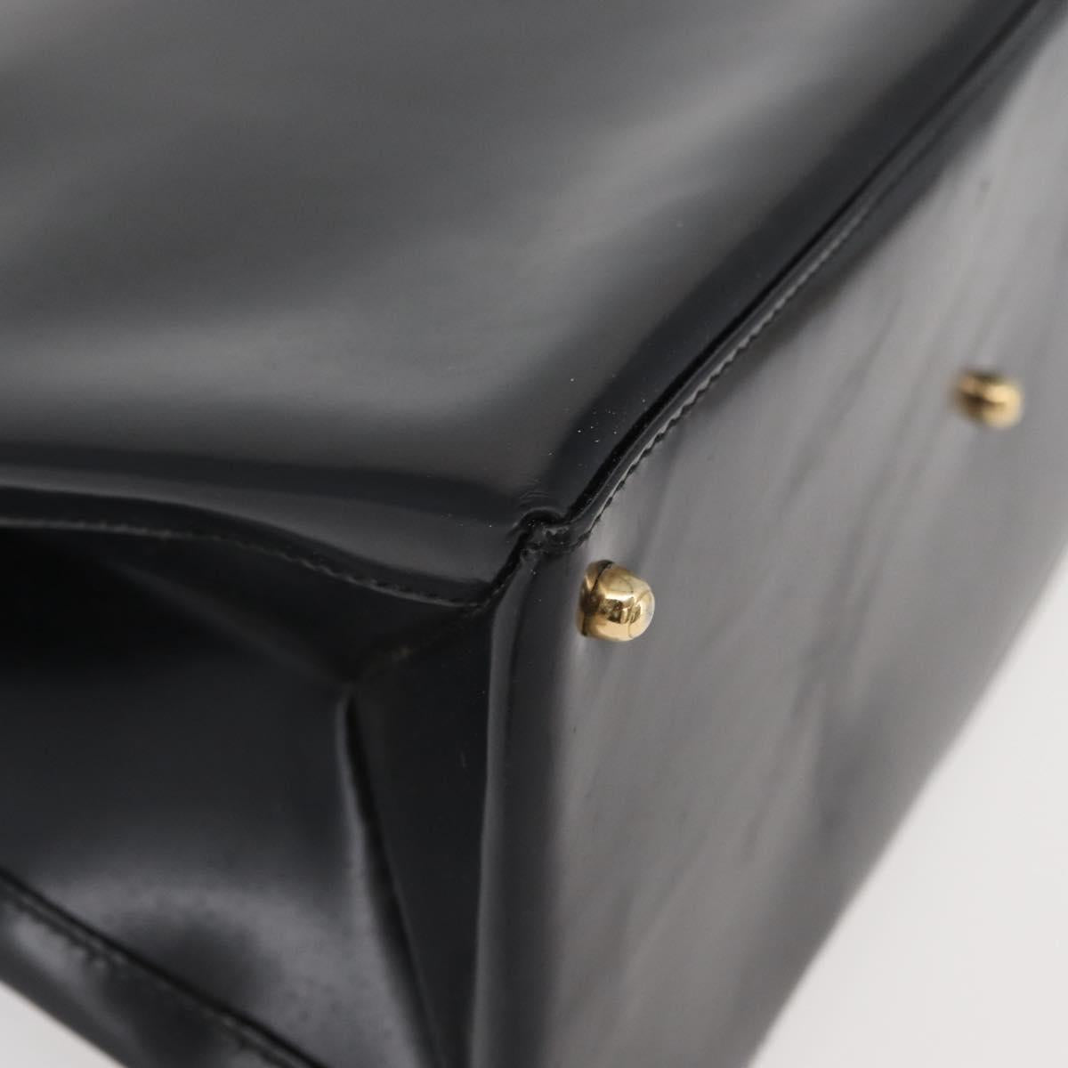 GUCCI Hand Bag Patent Leather Black Gold 000 2404 0503 Auth ep14321