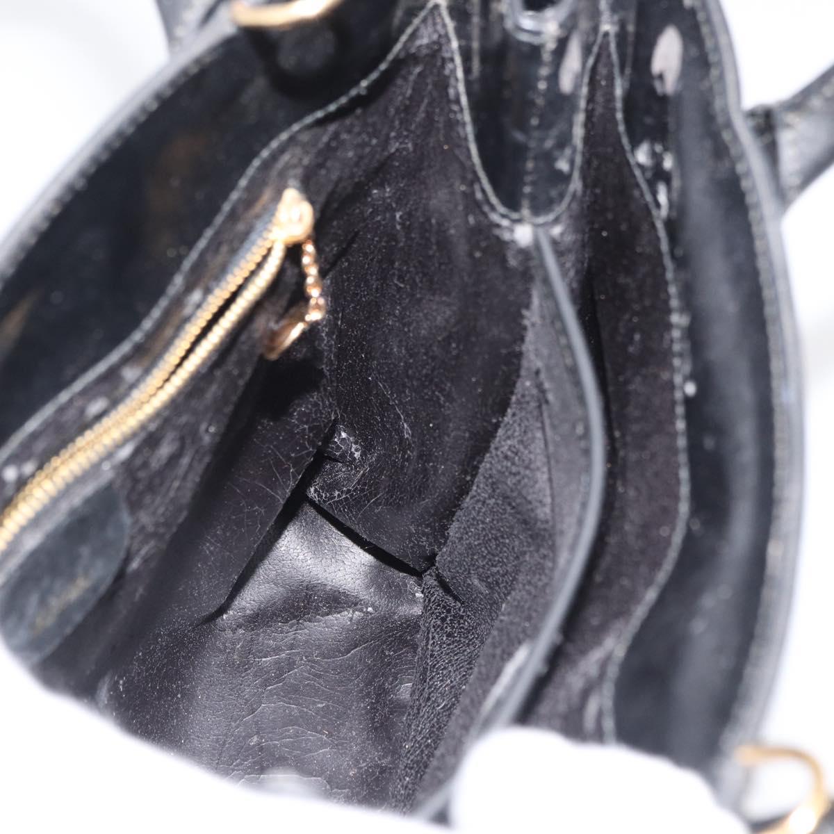 GUCCI Hand Bag Patent Leather Black Gold 000 2404 0503 Auth ep14321