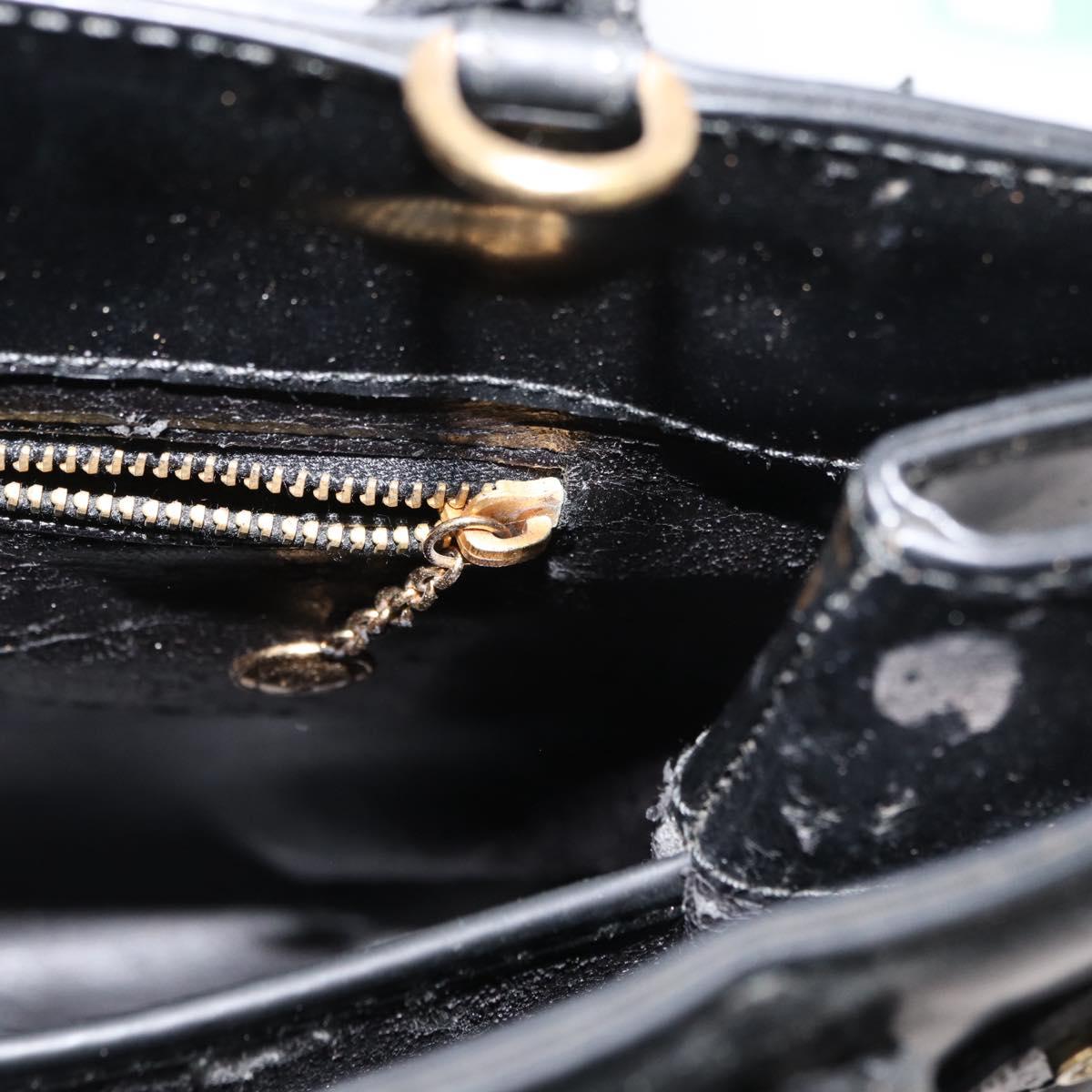 GUCCI Hand Bag Patent Leather Black Gold 000 2404 0503 Auth ep14321