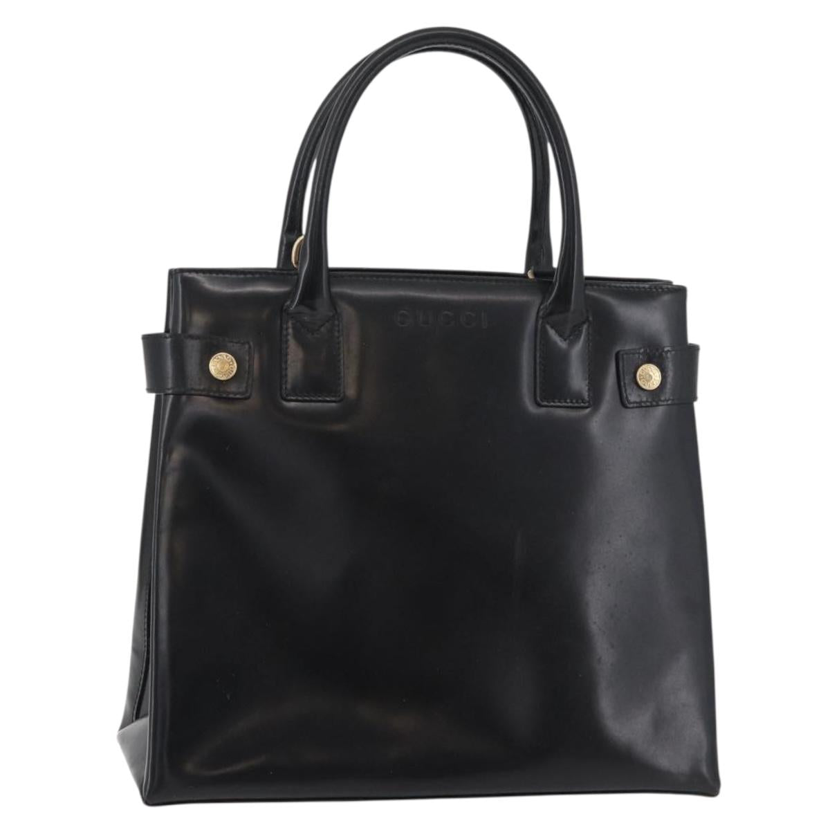 GUCCI Hand Bag Patent Leather Black Gold 000 2404 0503 Auth ep14321