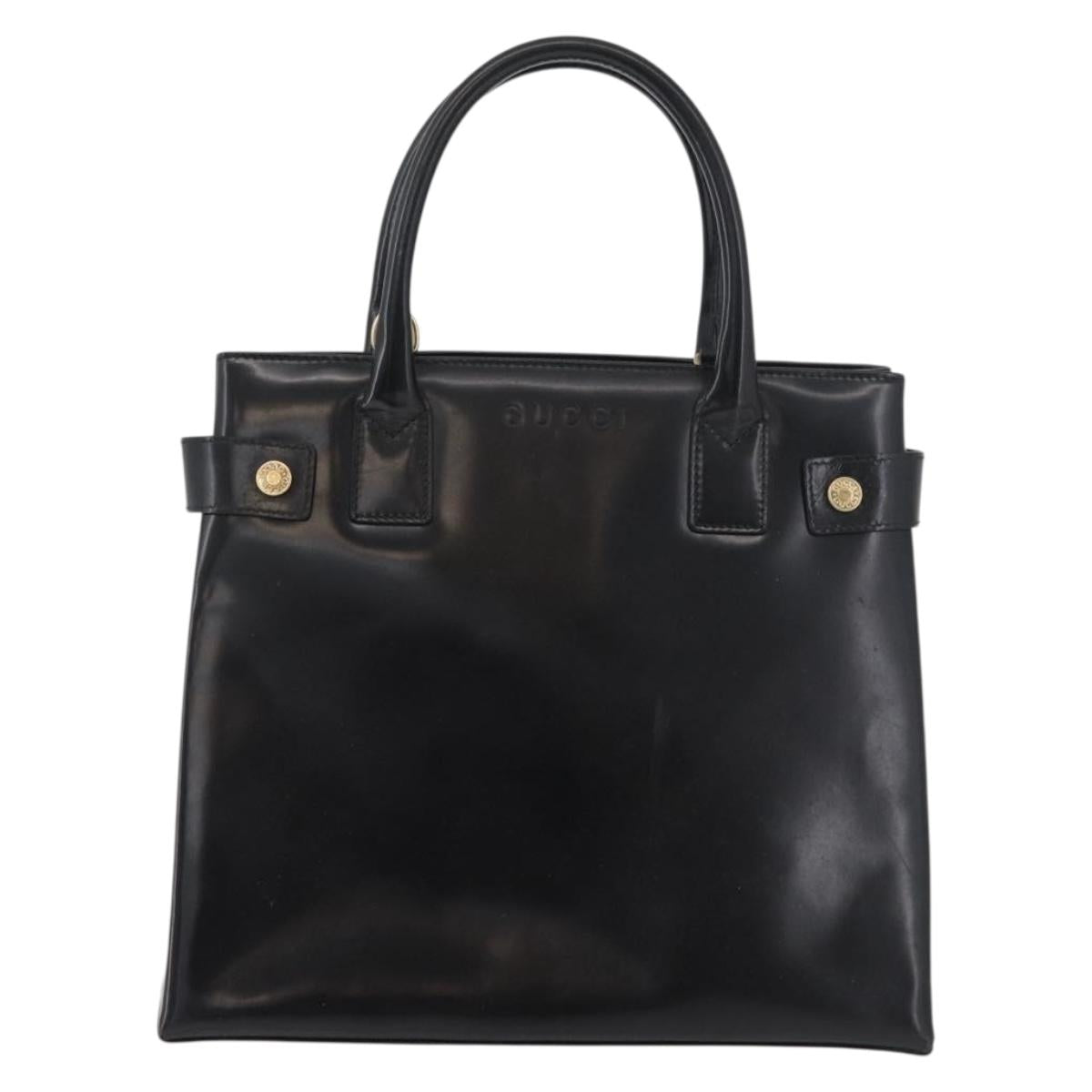 GUCCI Hand Bag Patent Leather Black Gold 000 2404 0503 Auth ep14321