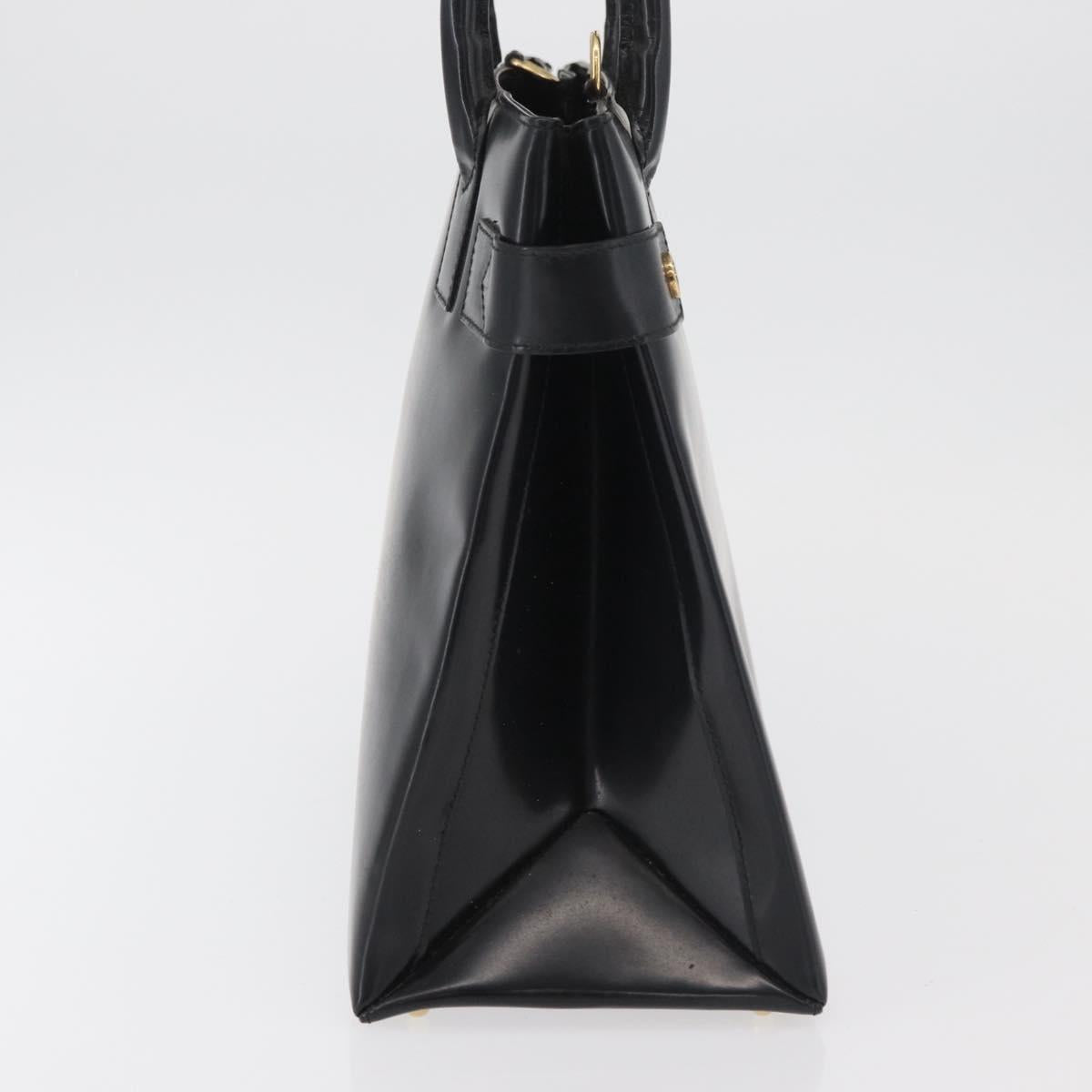 GUCCI Hand Bag Patent Leather Black Gold 000 2404 0503 Auth ep14321