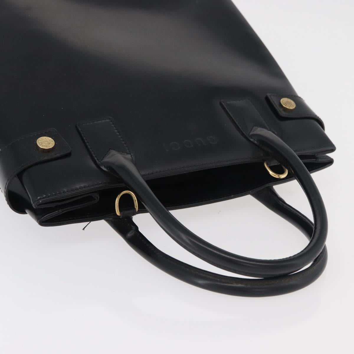 GUCCI Hand Bag Patent Leather Black Gold 000 2404 0503 Auth ep14321