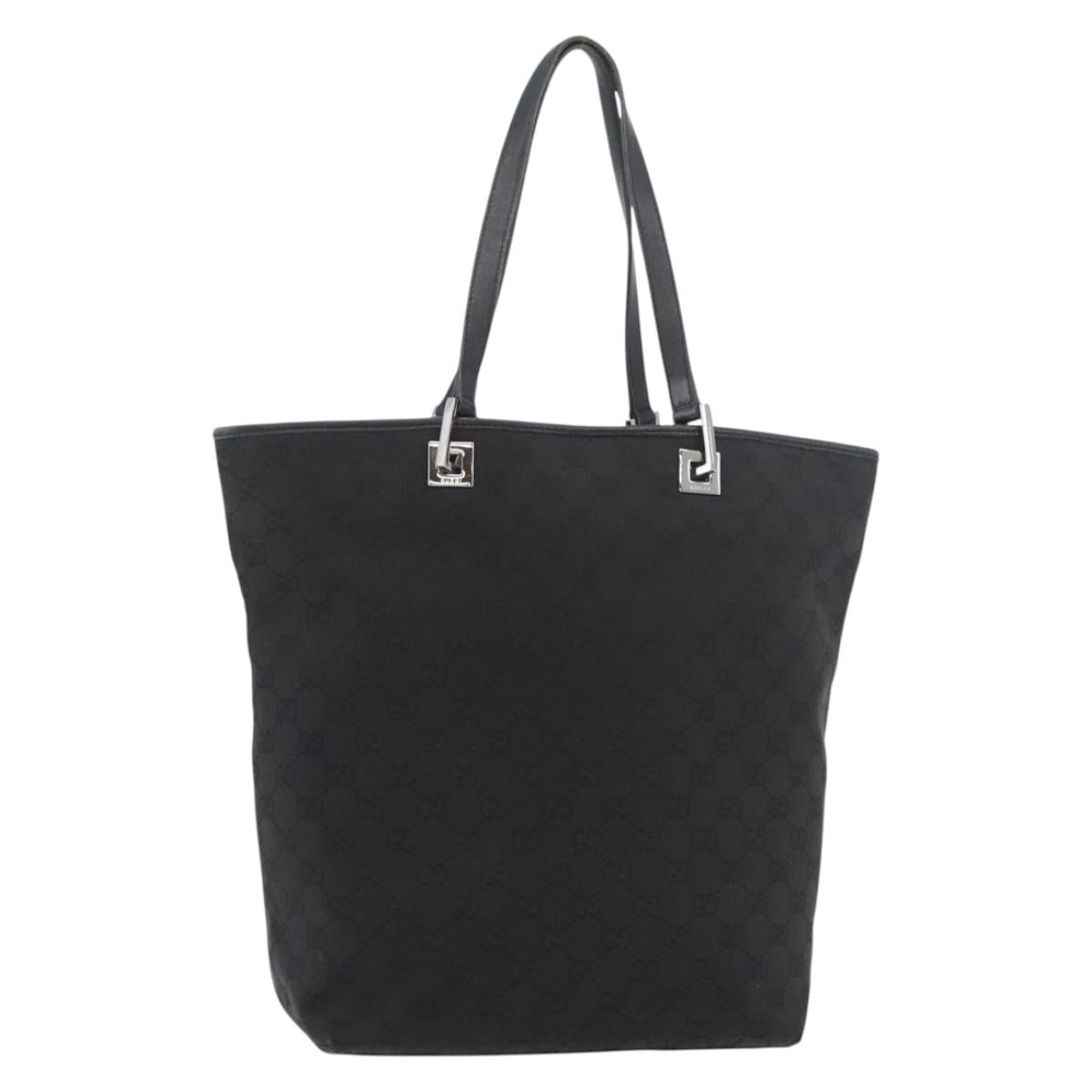 GUCCI GG Canvas Hand Bag Black Silver 31243 Auth ep14335