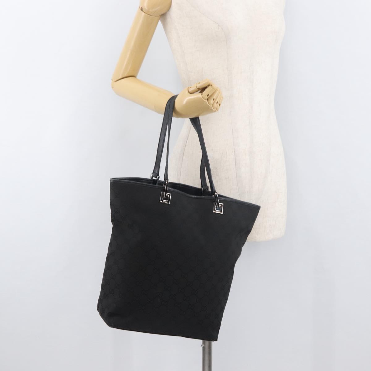 GUCCI GG Canvas Hand Bag Black Silver 31243 Auth ep14335