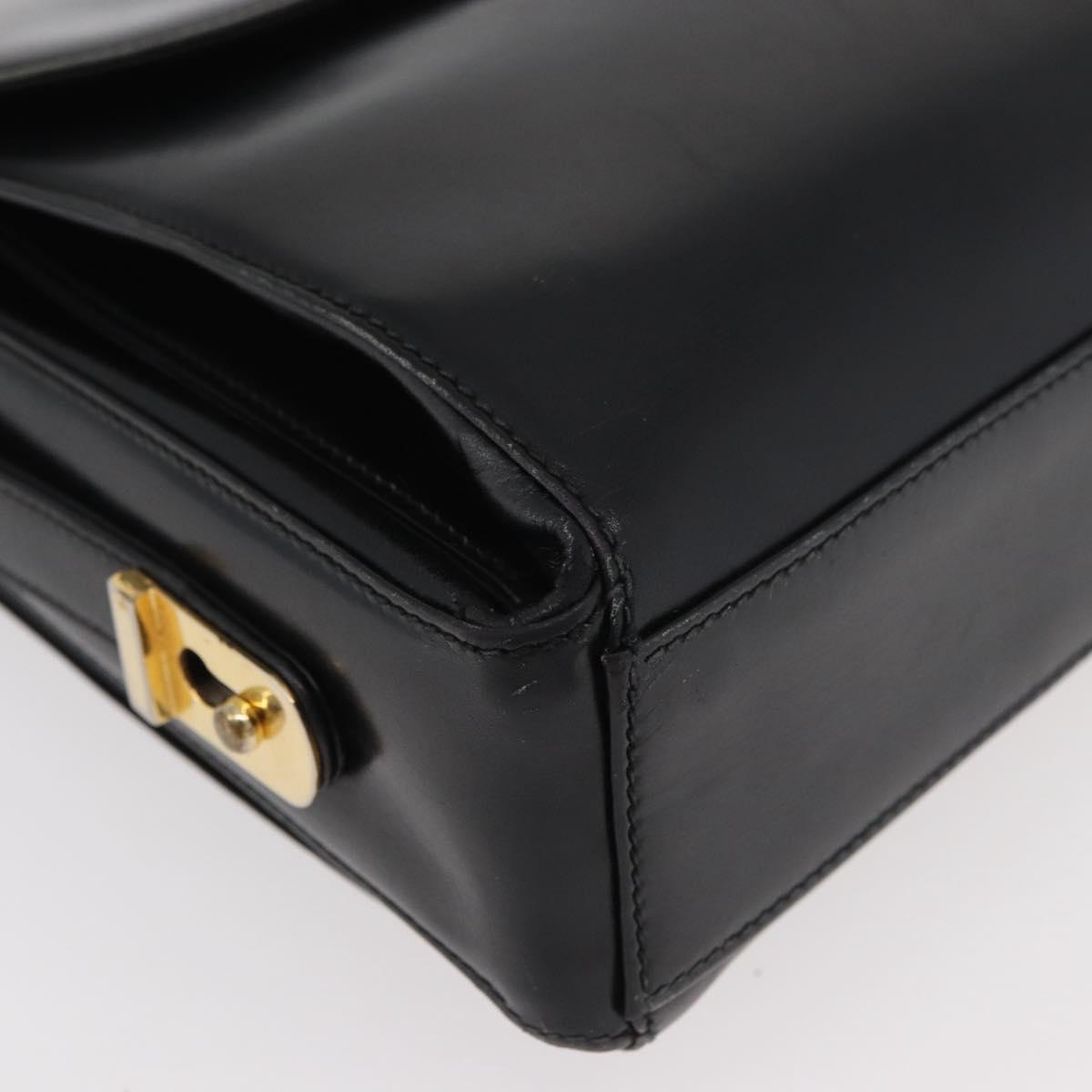 GUCCI Shoulder Bag Leather Black Gold Auth ep14337