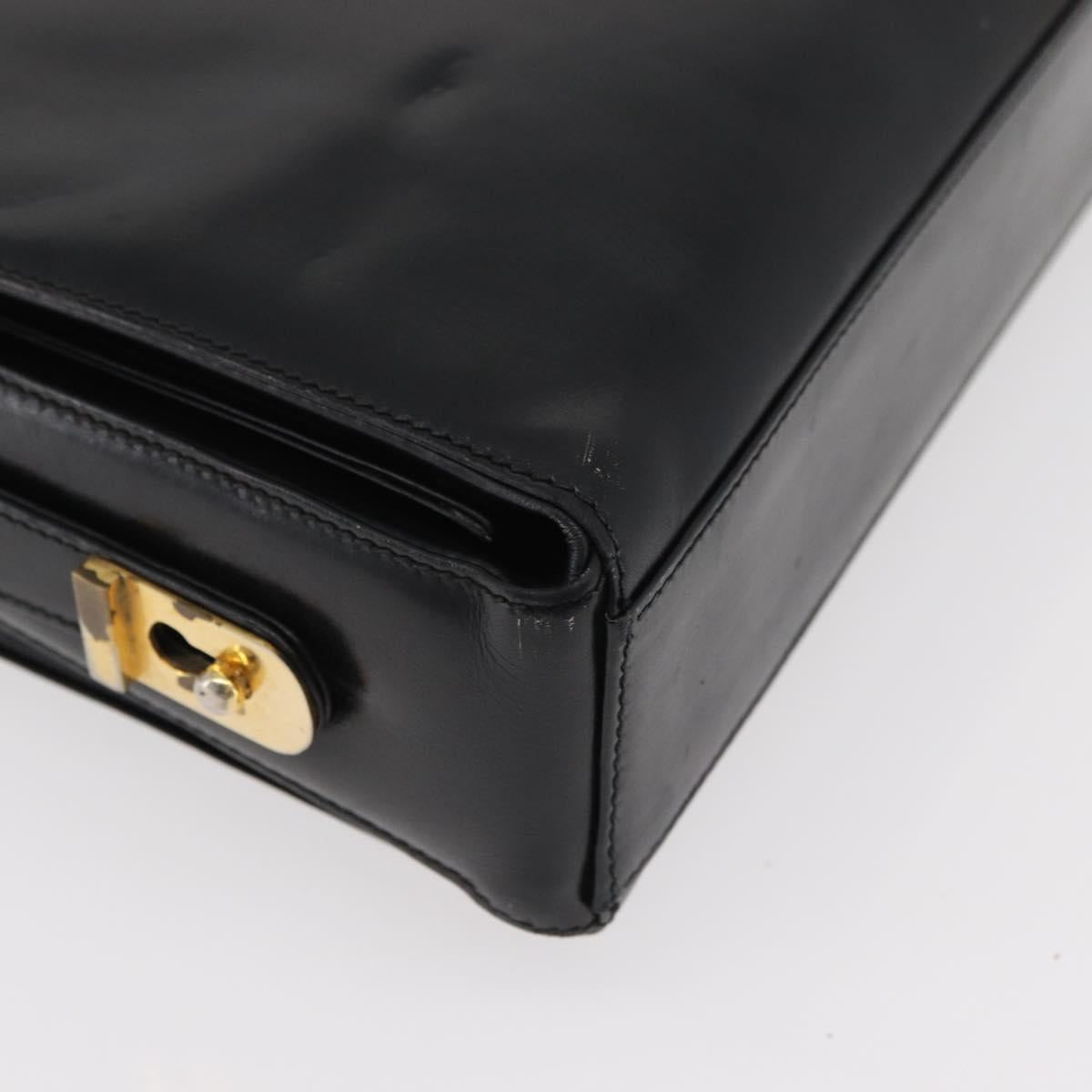 GUCCI Shoulder Bag Leather Black Gold Auth ep14337