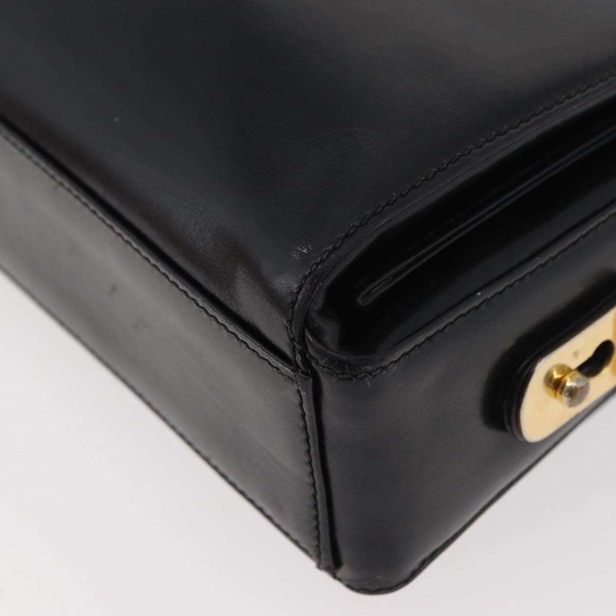 GUCCI Shoulder Bag Leather Black Gold Auth ep14337