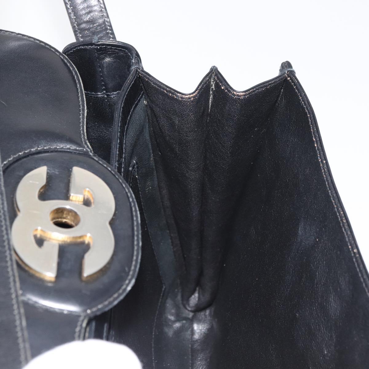 GUCCI Shoulder Bag Leather Black Gold Auth ep14337