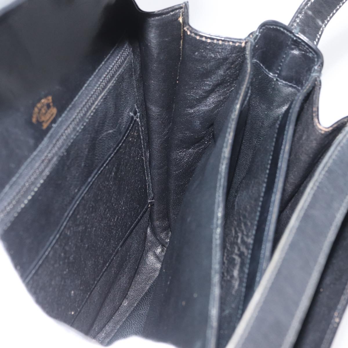GUCCI Shoulder Bag Leather Black Gold Auth ep14337
