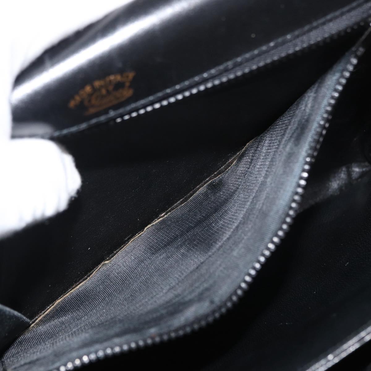 GUCCI Shoulder Bag Leather Black Gold Auth ep14337