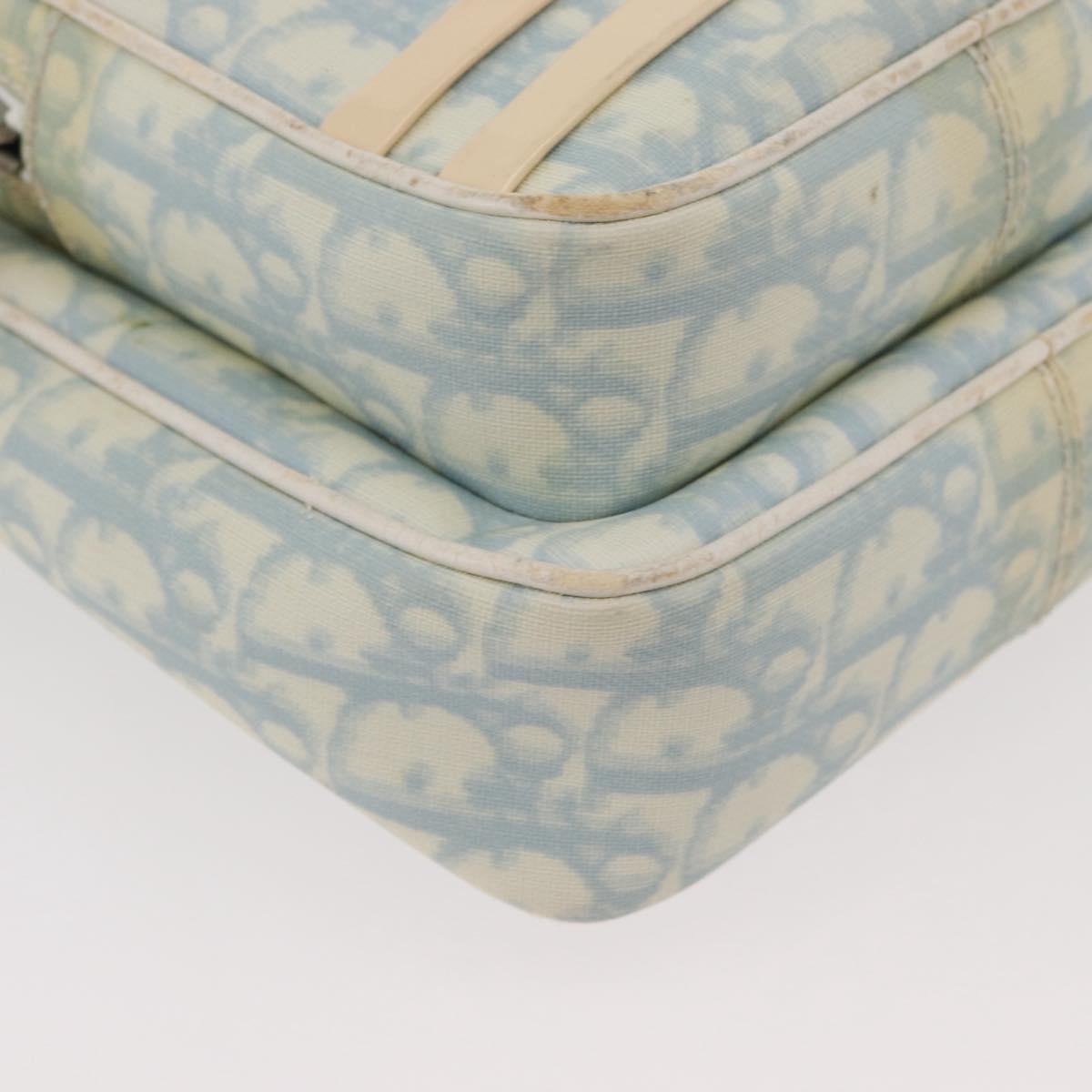 Christian Dior Trotter Canvas Shoulder Bag PVC Light Blue Silver Auth ep14342