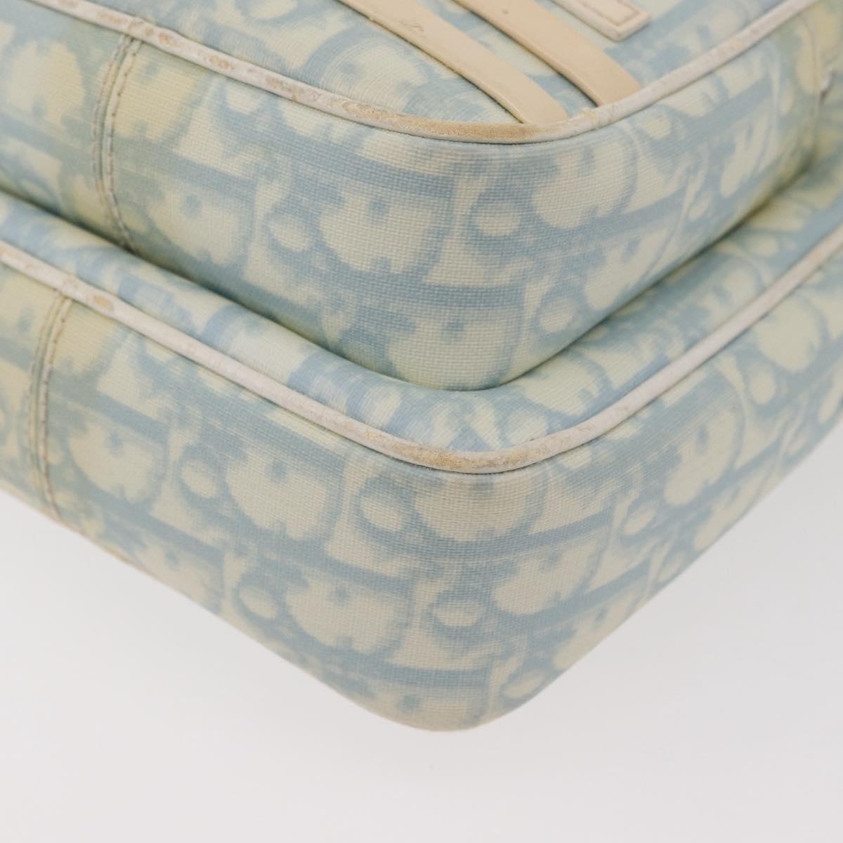 Christian Dior Trotter Canvas Shoulder Bag PVC Light Blue Silver Auth ep14342
