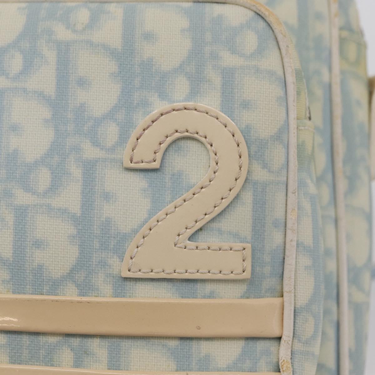 Christian Dior Trotter Canvas Shoulder Bag PVC Light Blue Silver Auth ep14342