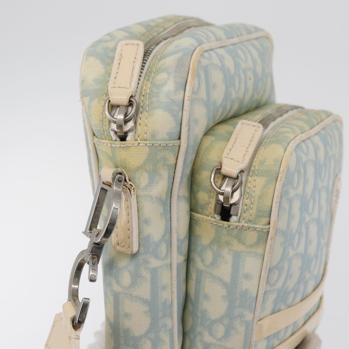 Christian Dior Trotter Canvas Shoulder Bag PVC Light Blue Silver Auth ep14342