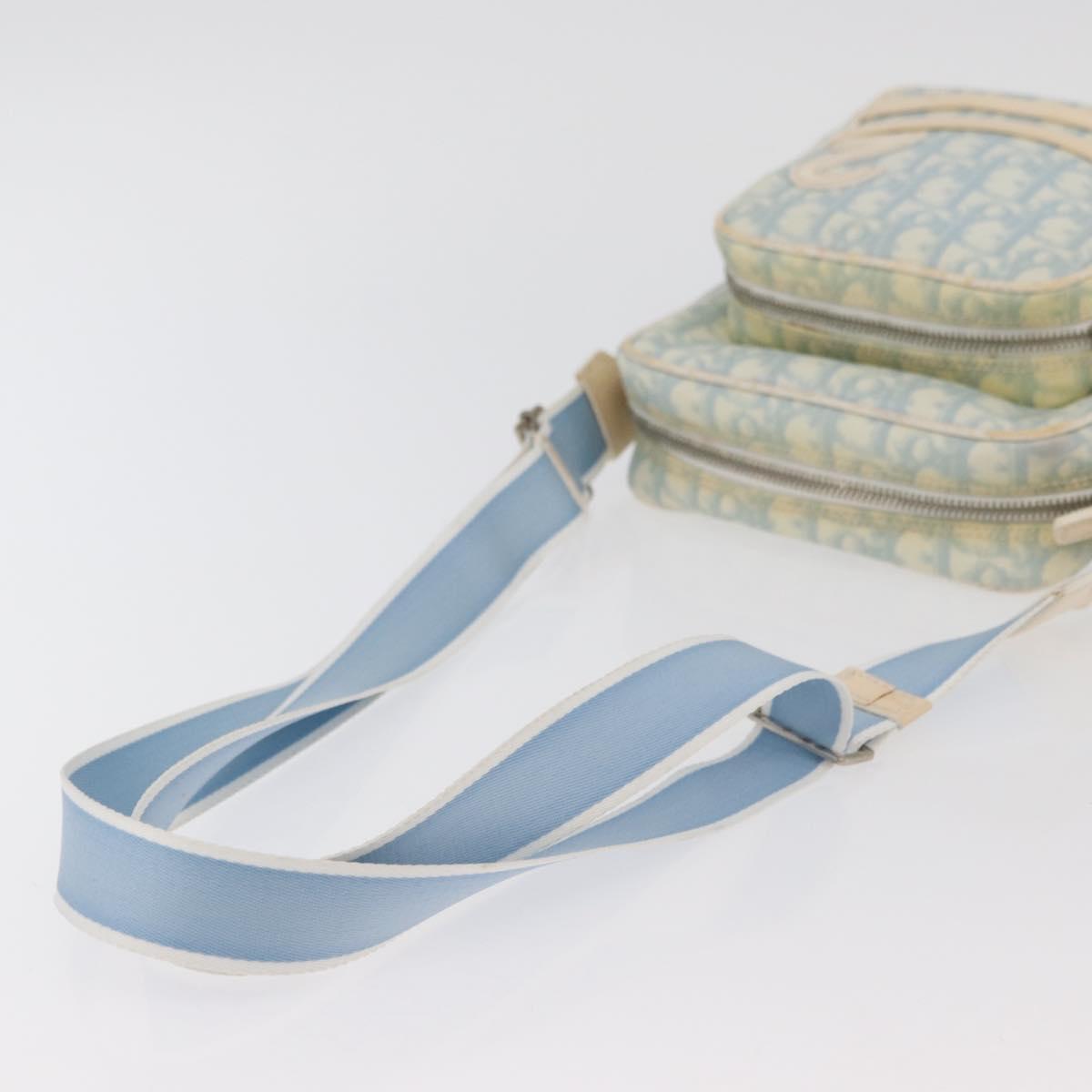 Christian Dior Trotter Canvas Shoulder Bag PVC Light Blue Silver Auth ep14342