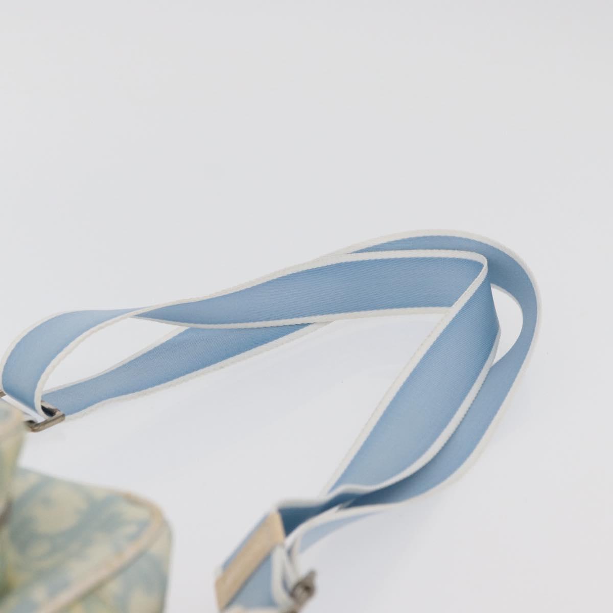 Christian Dior Trotter Canvas Shoulder Bag PVC Light Blue Silver Auth ep14342