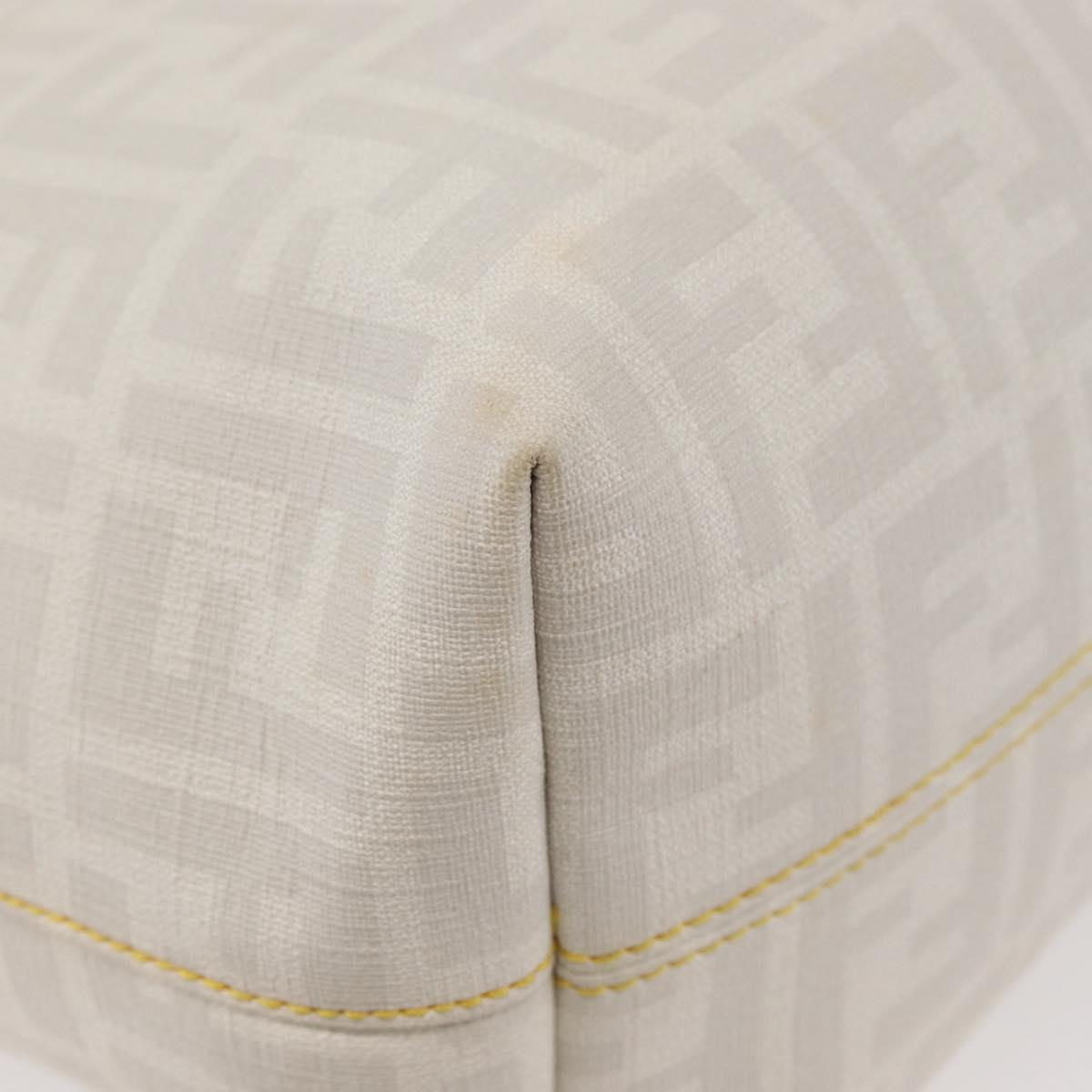 FENDI Zucca Canvas Tote Bag PVC White Gold Auth ep14348A