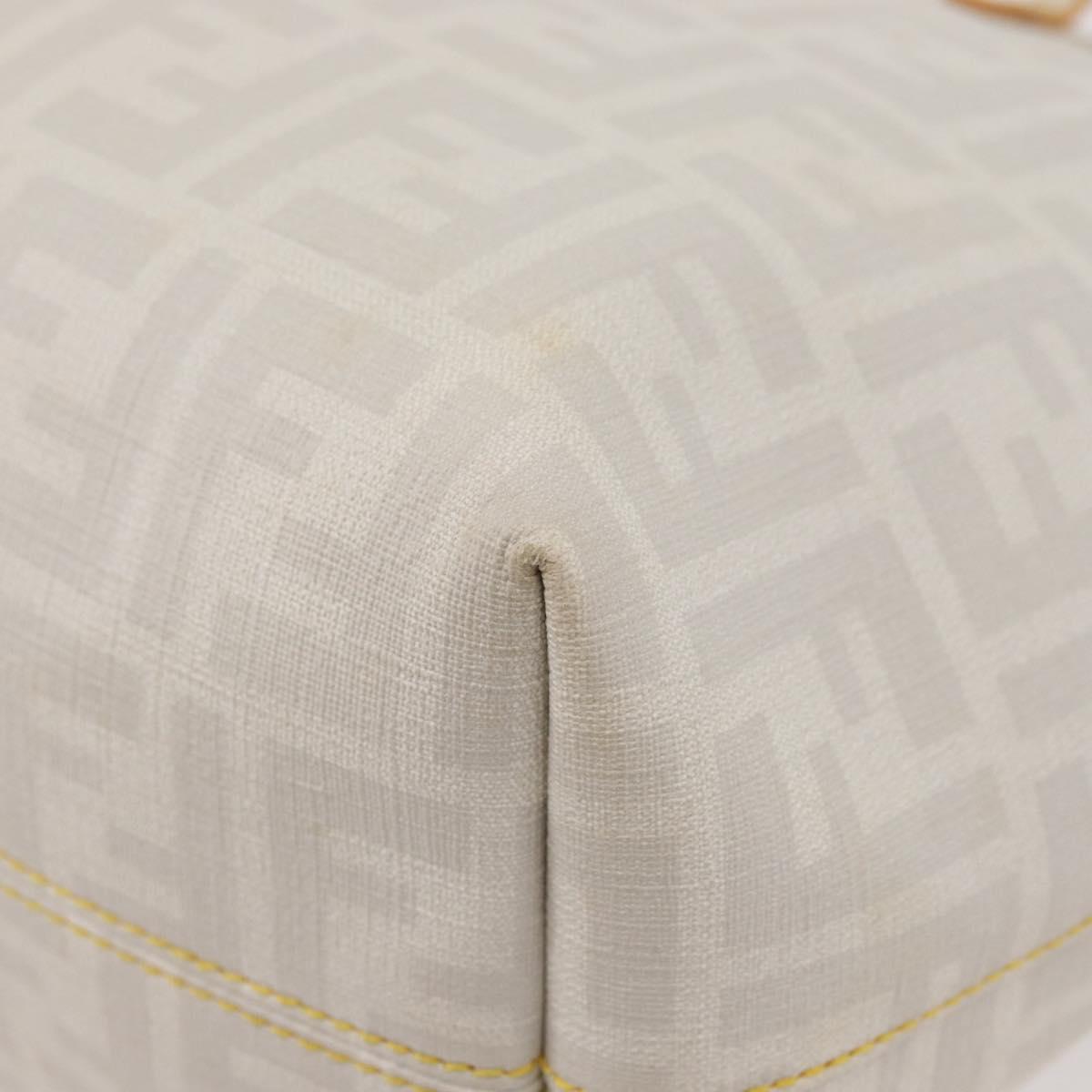 FENDI Zucca Canvas Tote Bag PVC White Gold Auth ep14348A