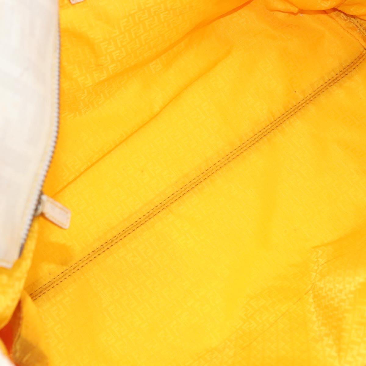 FENDI Zucca Canvas Tote Bag PVC White Gold Auth ep14348A