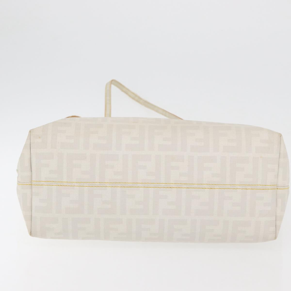 FENDI Zucca Canvas Tote Bag PVC White Gold Auth ep14348A
