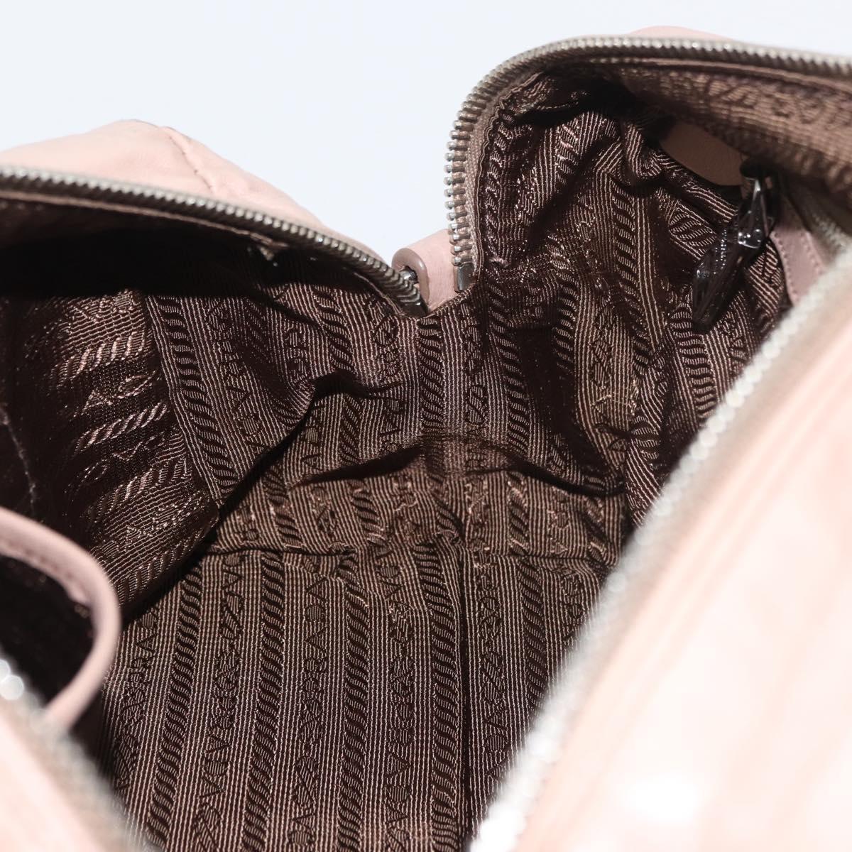 PRADA Chain Shoulder Bag Leather Pink Silver Auth ep14352A