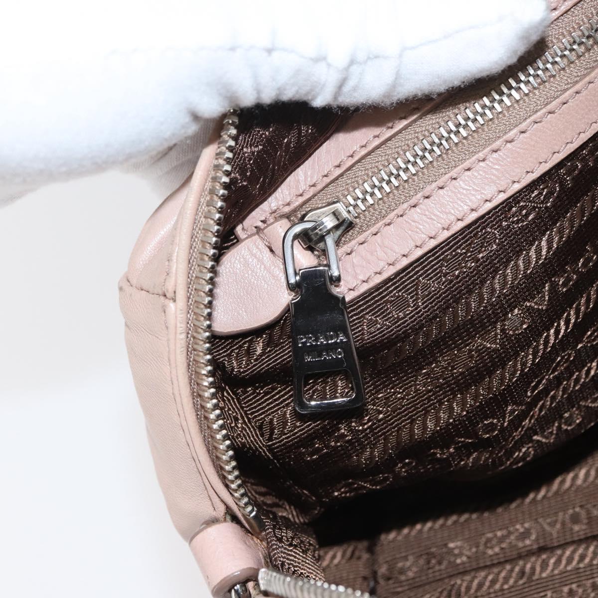 PRADA Chain Shoulder Bag Leather Pink Silver Auth ep14352A